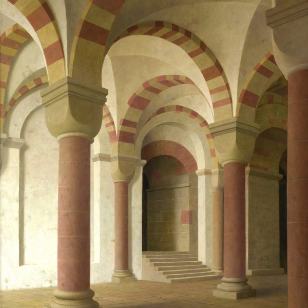 Een schilderij van Henk Helmantel van de crypte van de Dom van Speyer.